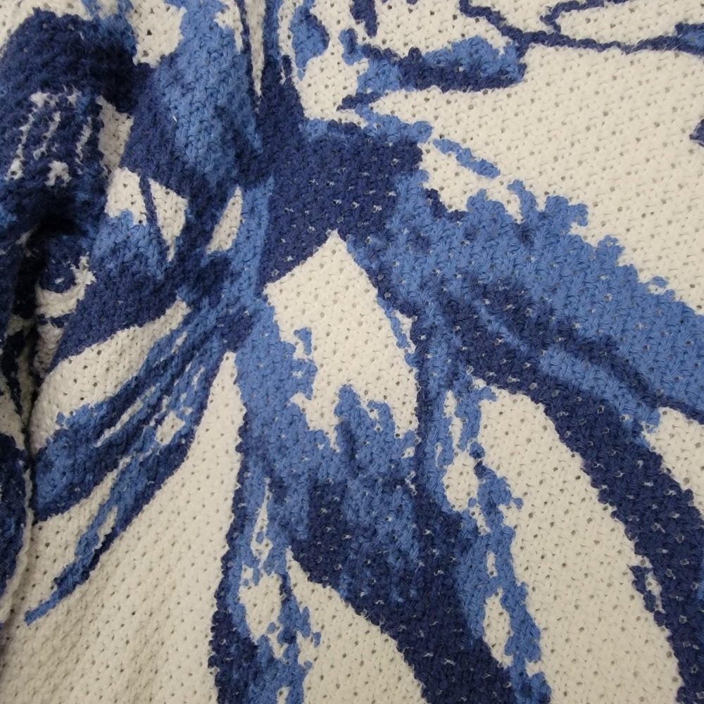 Soft Surroundings Marin Sweater Womens L Blue Floral Waffle Knit Tunic Pullover - Picture 6 of 12